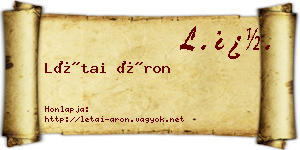 Létai Áron névjegykártya