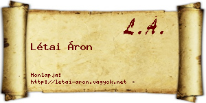 Létai Áron névjegykártya